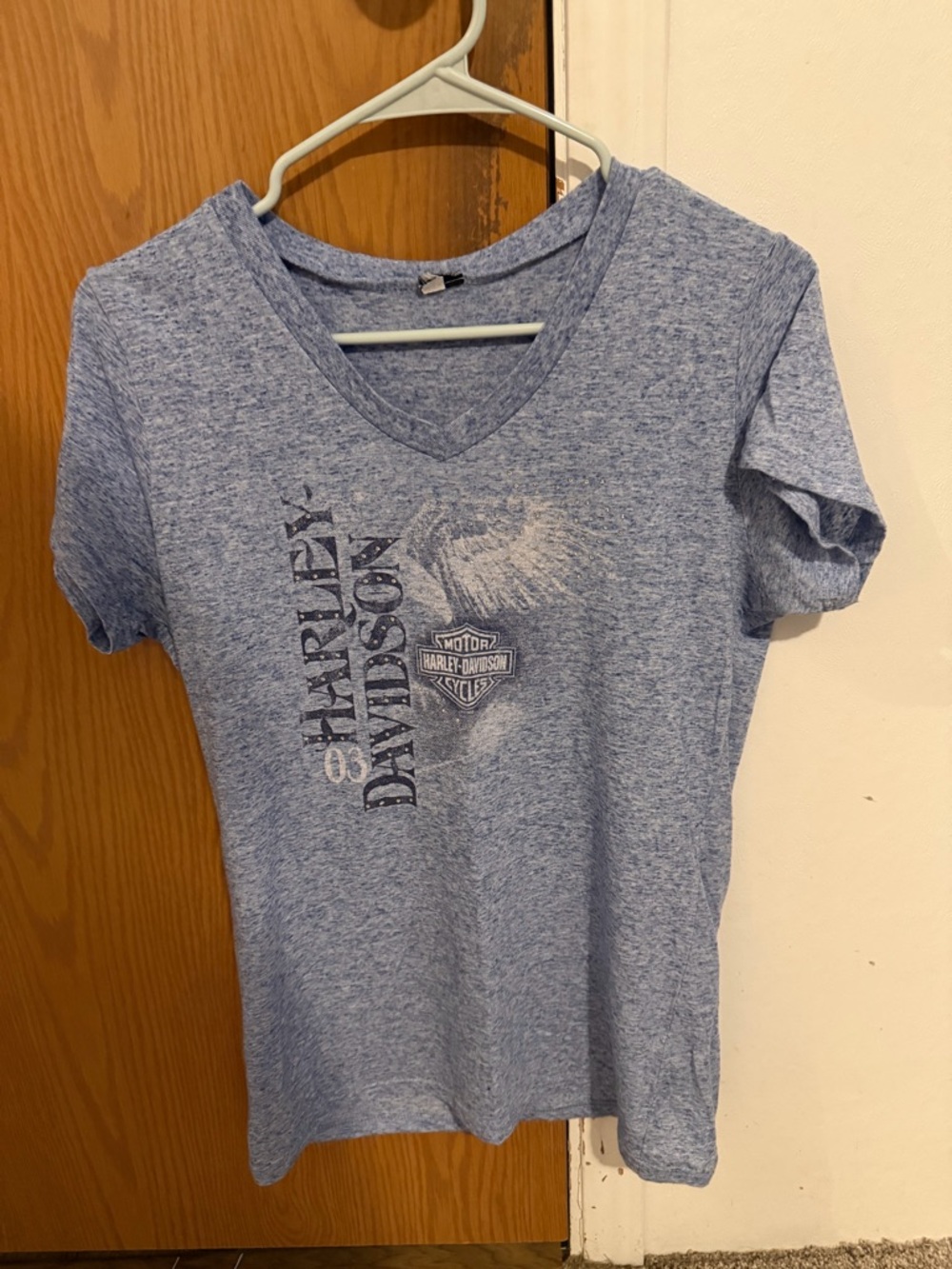 Harley-Davidson Light Blue Heather V-Neck Logo Shirt